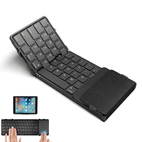 Keyboards BOW Bluetooth Wireless Folding Phone Keyboard with Touchpad Rechargeable Foldable Phones Keyboard for Andriod iPhone z241127