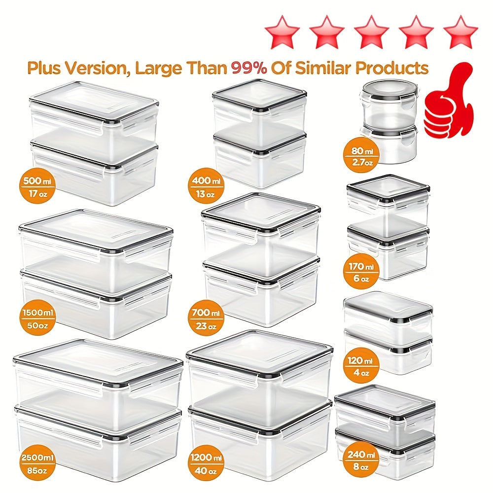 TEMU Large Capacity Food Storage Container Set - Leak-proof, Reusable Plastic Lunch Boxes With Lids, Ideal For Fruits, Vegetables, And Snacks,