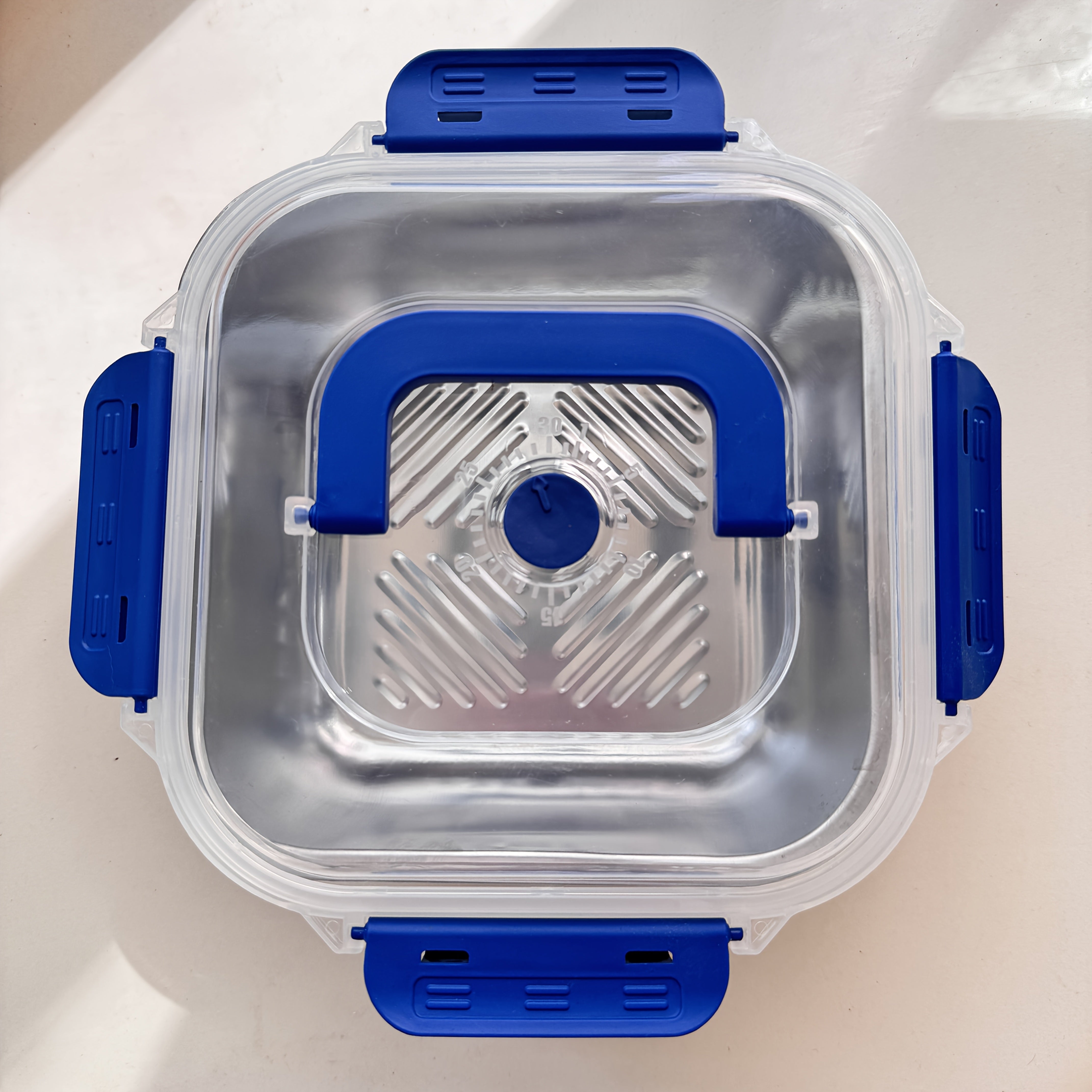 TEMU Oversized Stainless Steel Food Storage Container 60.87oz With Blue Lid - Leak-proof, Refrigerators And Bento Boxes, A Must-have , Large Capacity