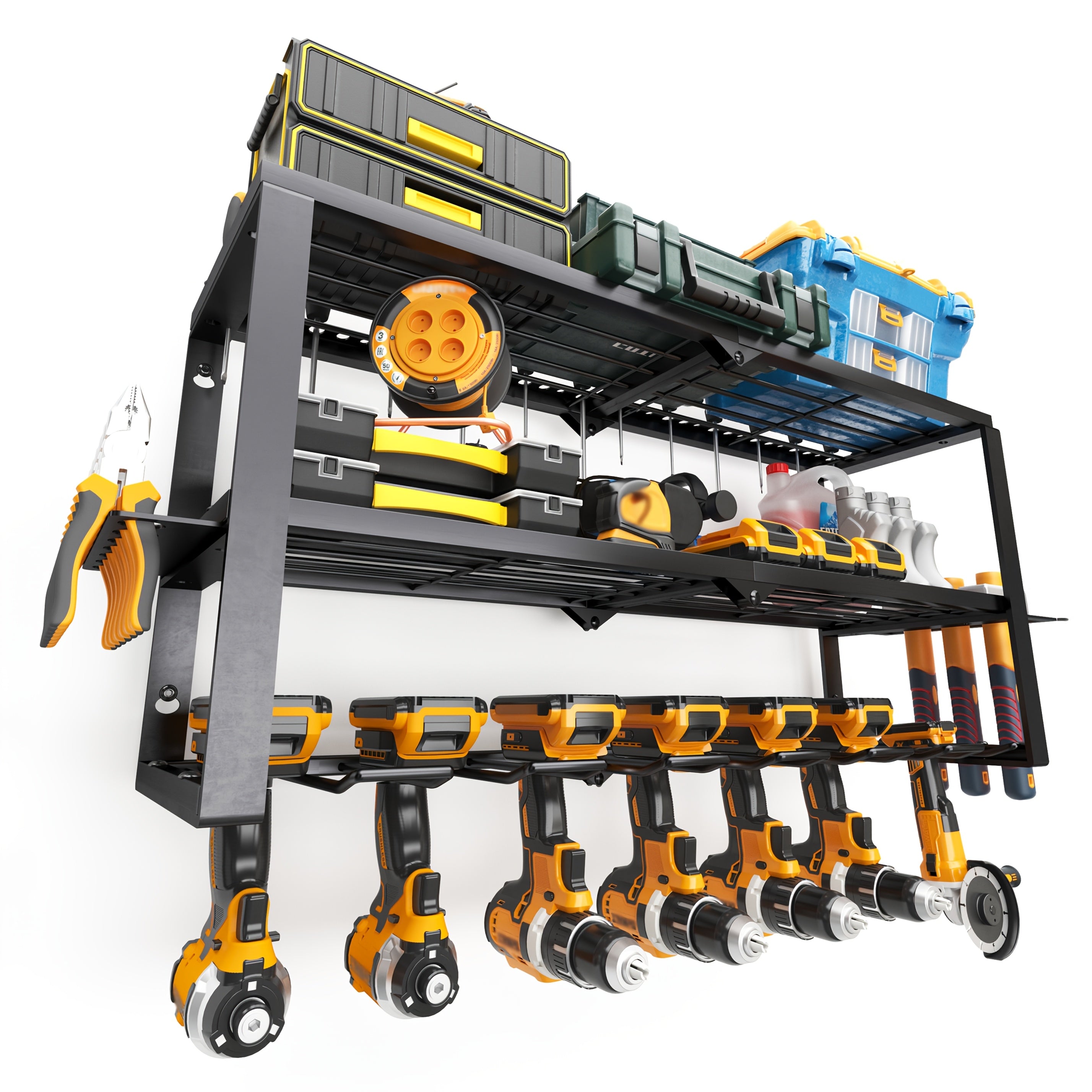 TEMU Power Tool Storage Rack With, Tool And Storage Rack, Heavy-dutymetal Tool Rack, Electric Tool Storage Rack, Wall-mounted Drill Rack For