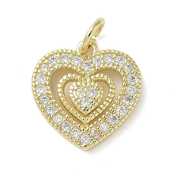 Micro latón allanan los charms del corazón zirconia cúbico