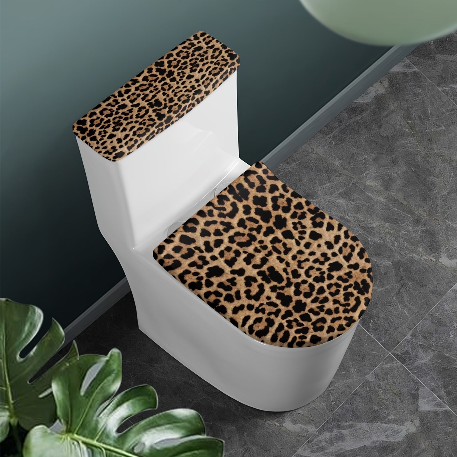 TEMU 2pcs Leopard Print Toilet Seat Covers - Stylish Design, Soft Fabric, For Bathroom Decor, Bathroom Accessories | Seat | Durable Fabric