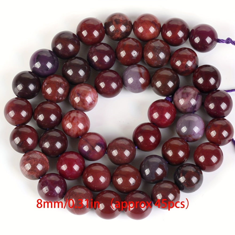 TEMU Asvrai U Multicolor Sugilite Natural Stone Beads - Glossy Round Loose Spacer Beads For , Charm Bracelets & Necklaces - Sizes (4mm-10mm) With 15"