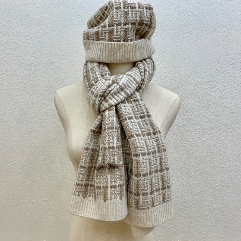 New Style Female Knitted Designer scarf set warm Wholesale Luxury Scarf for Women Print Houndstooth Autumn Winter Hijab Shawl Wraps Bandana Headkerc
