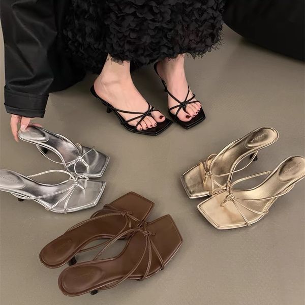 Women Shoes High Heel Slippers Temperament Slip On Sandals French Style Free shipping