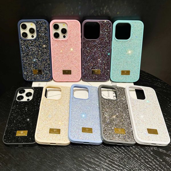 Cell Phone Cases Luxury INS Dazzling Full Cover Zircon Macaroon Color Phone Case Suitable for iPhone 16 15 11 13 Pro Max Plus Rear Cover J24