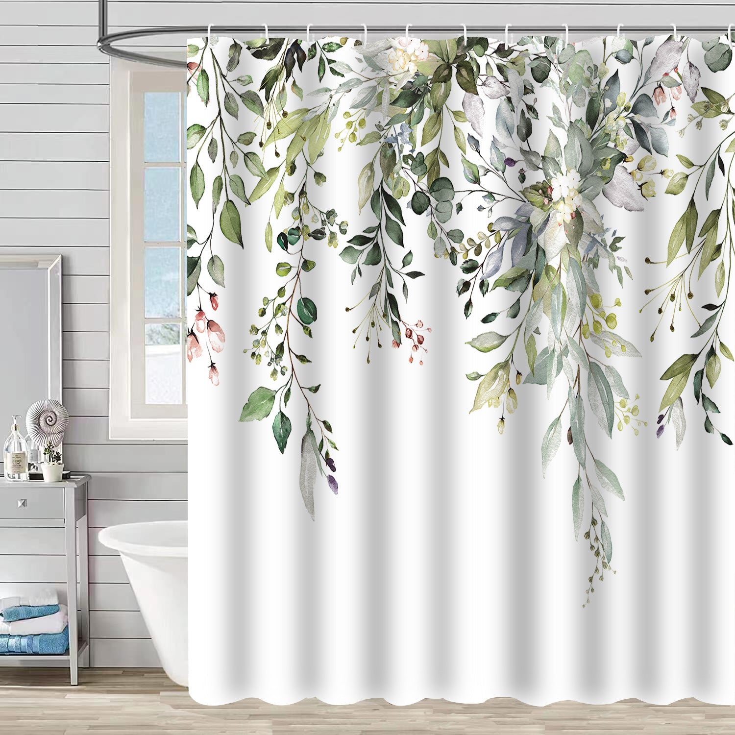 YL-37144 digital shower curtain cross-border plant flower waterproof polyester bathroom four-piece set dry and wet separation moisture-proof
