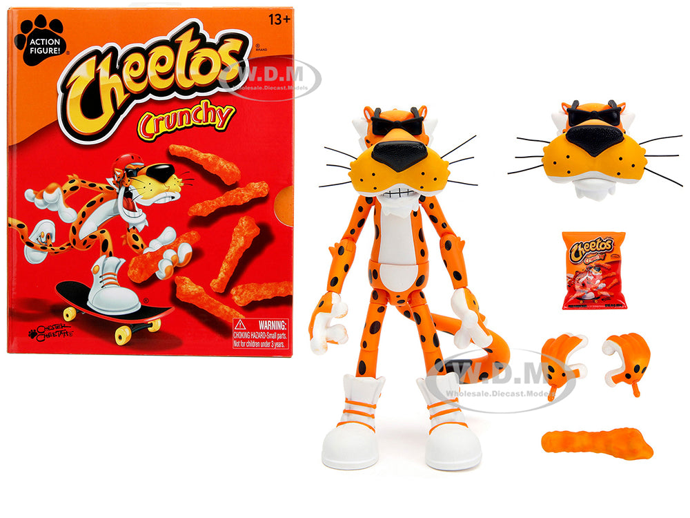 Chester Cheetah 5.5" Figure with Accessories and Alternate Head and Hands "Cheetos Crunchy" Model by Jada