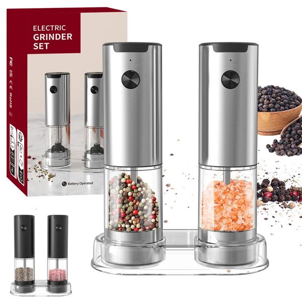 Electric Salt And Pepper Grinder With Adjustable Coarseness Refillable Mills Battery Powered Pepper Grinder Kitchen Gadget Tool 250117