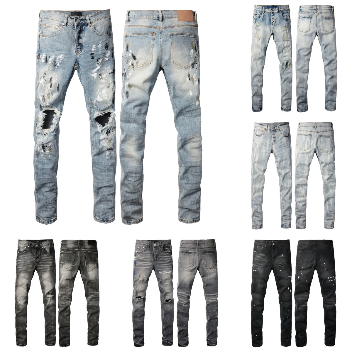 2024 New jeans high waist Ksubi jeans American luxury brand jeans Ripped High Street Jeans Retro Paint Spot Patch Hole Denim Streetwear silm Feet Mi