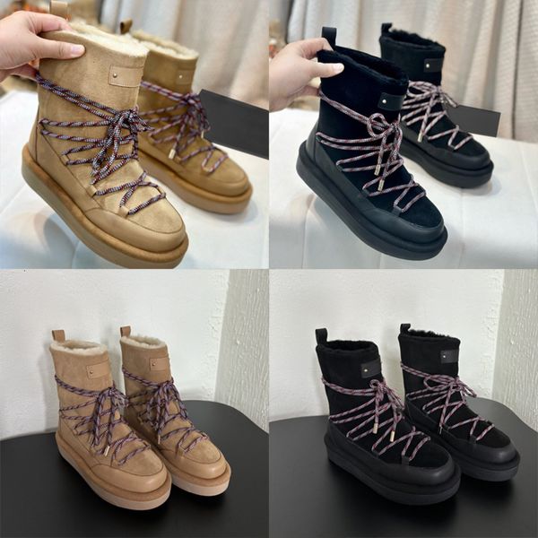Botas de grife de gotas de designer feminino Botas de designer Lace Up Up Boties Real Leature Suede Boot Platform Shoes 672