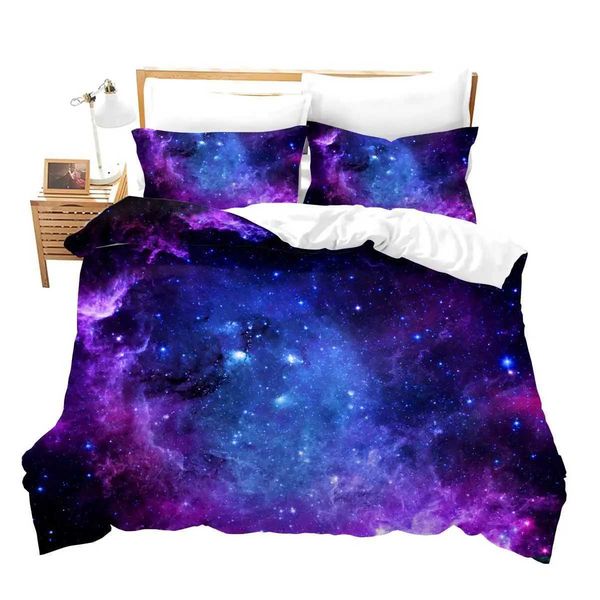 Galaxy Theme Blue Purple Design Duvet Cover Full Size for Girls Boys Teens Kids Gifts Starry Dream Sky Bedding Set Room Decor Y240730