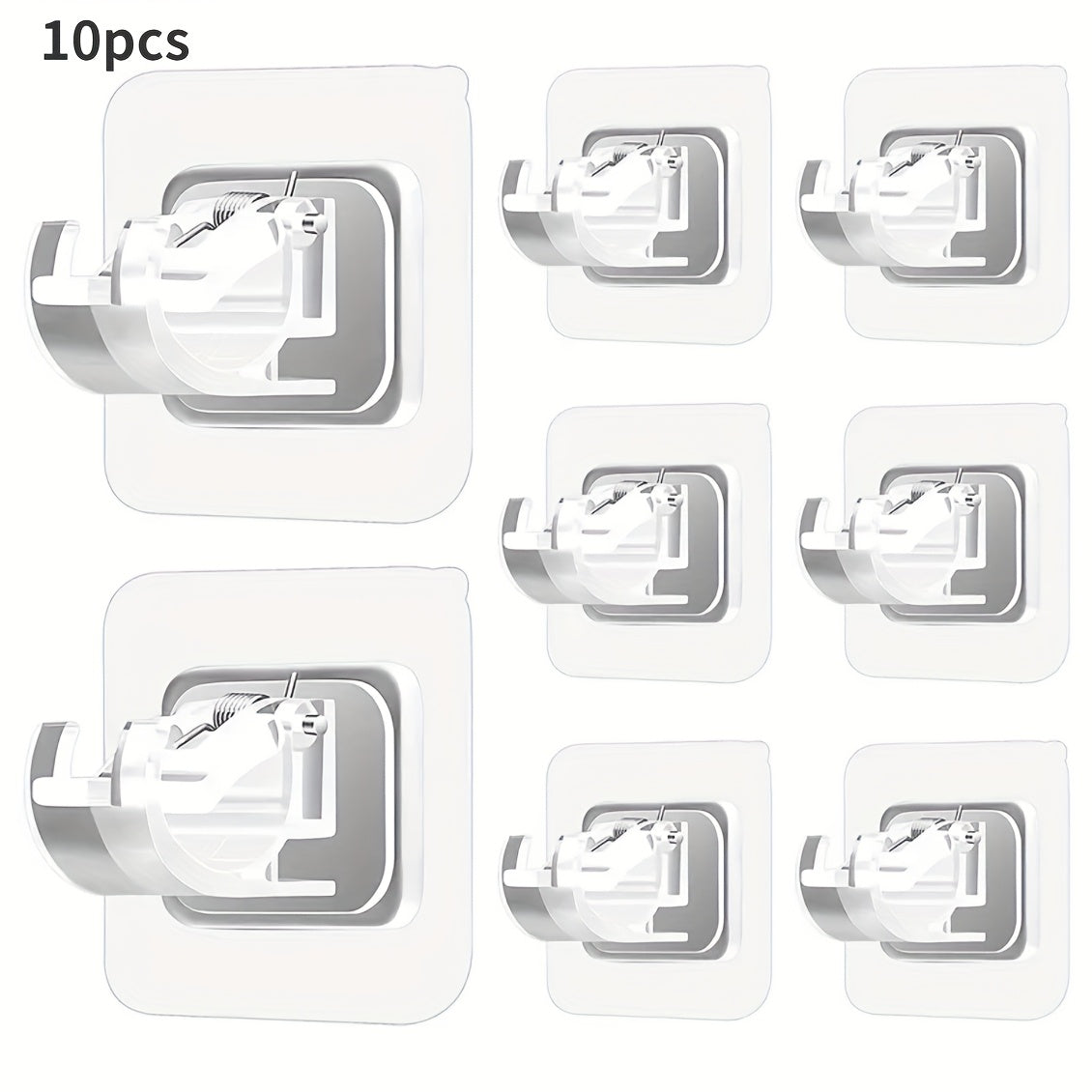 TEMU 10pcs Easy-install Self-adhesive Curtain Rod Holders - Nail-free, Adjustable Hooks For Decor, Utility Hooks