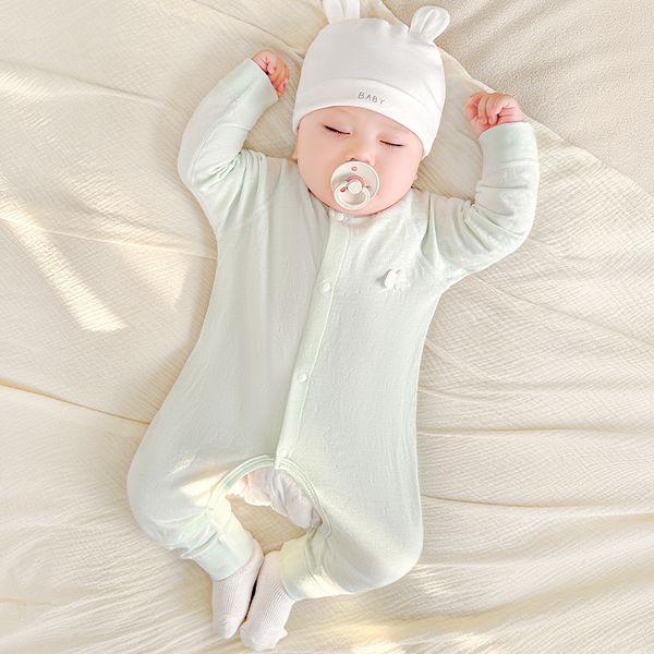 XW86 Baby jumpsuit spring autumn winter newborn pure cotton open crotch bottoming autumn clothing boys and girls toddler warm romper baby cl