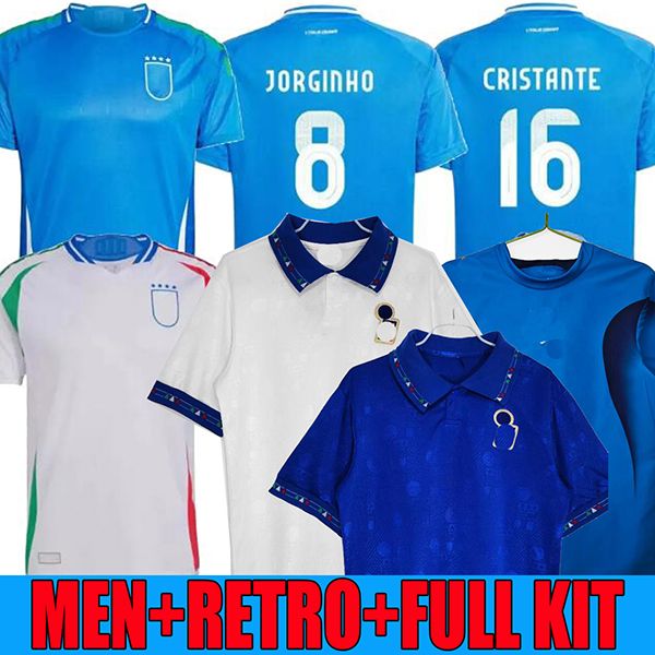 adults kids kit 2024 25 Italys soccer jerseys Italian jersey IMMOBILE CHIESA football shirts BASTONI VERRATTI Maglia 1994 2006 retro italian