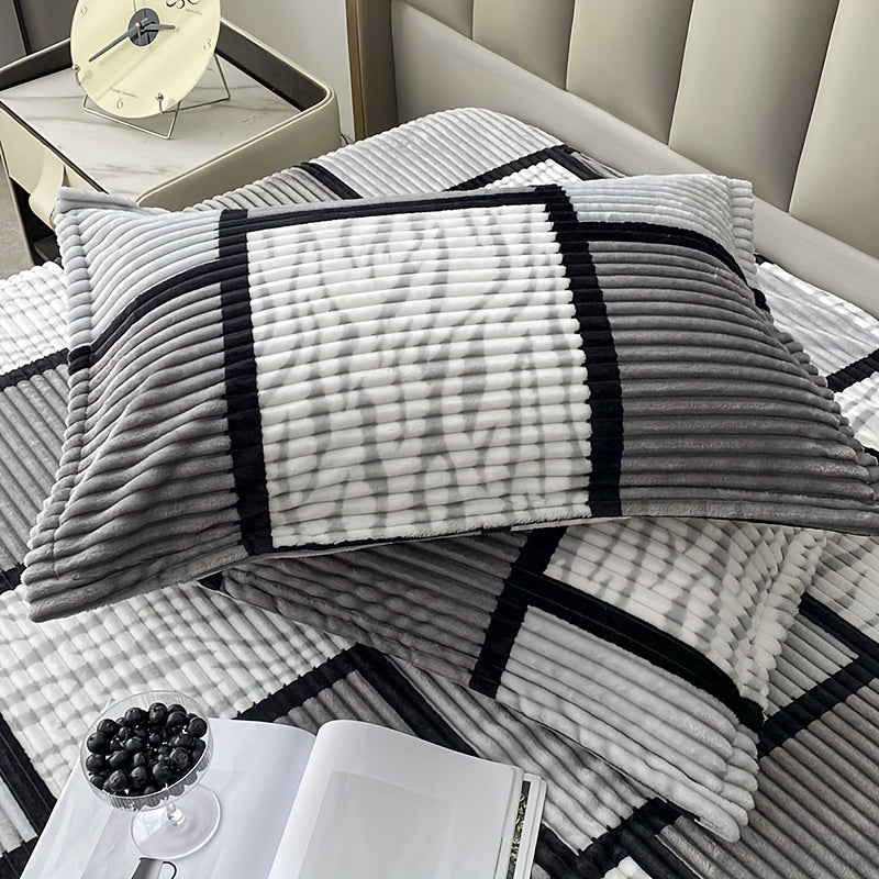 TEMU Milk Velvet Pillow Shams Set Of 2, Woven No-print Zippered Pillow Covers, Hotel Quality Pillowcase Protector, Hypoallergenic Polyester Liner,