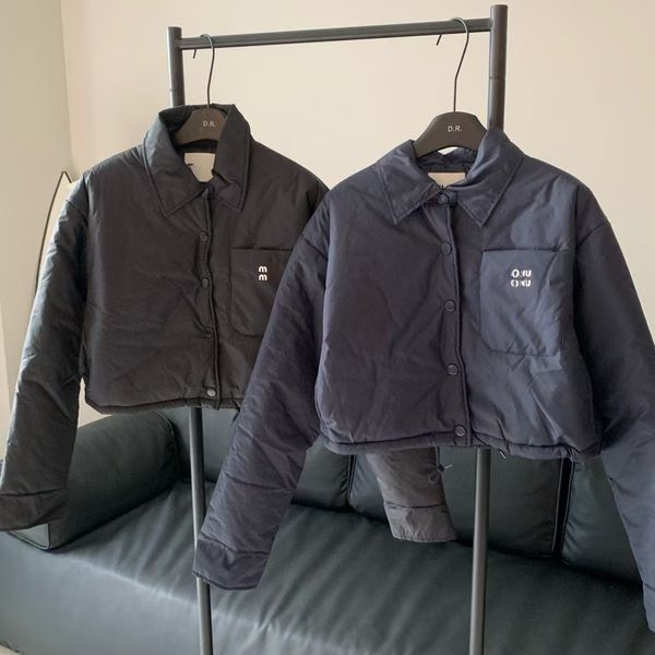 Womens Coats Down Jackets Parkas mui mu Outerwear Warm Cotton-padded Clothes Loose Letter EmbroideryClothing Fashion Korean Style S M L