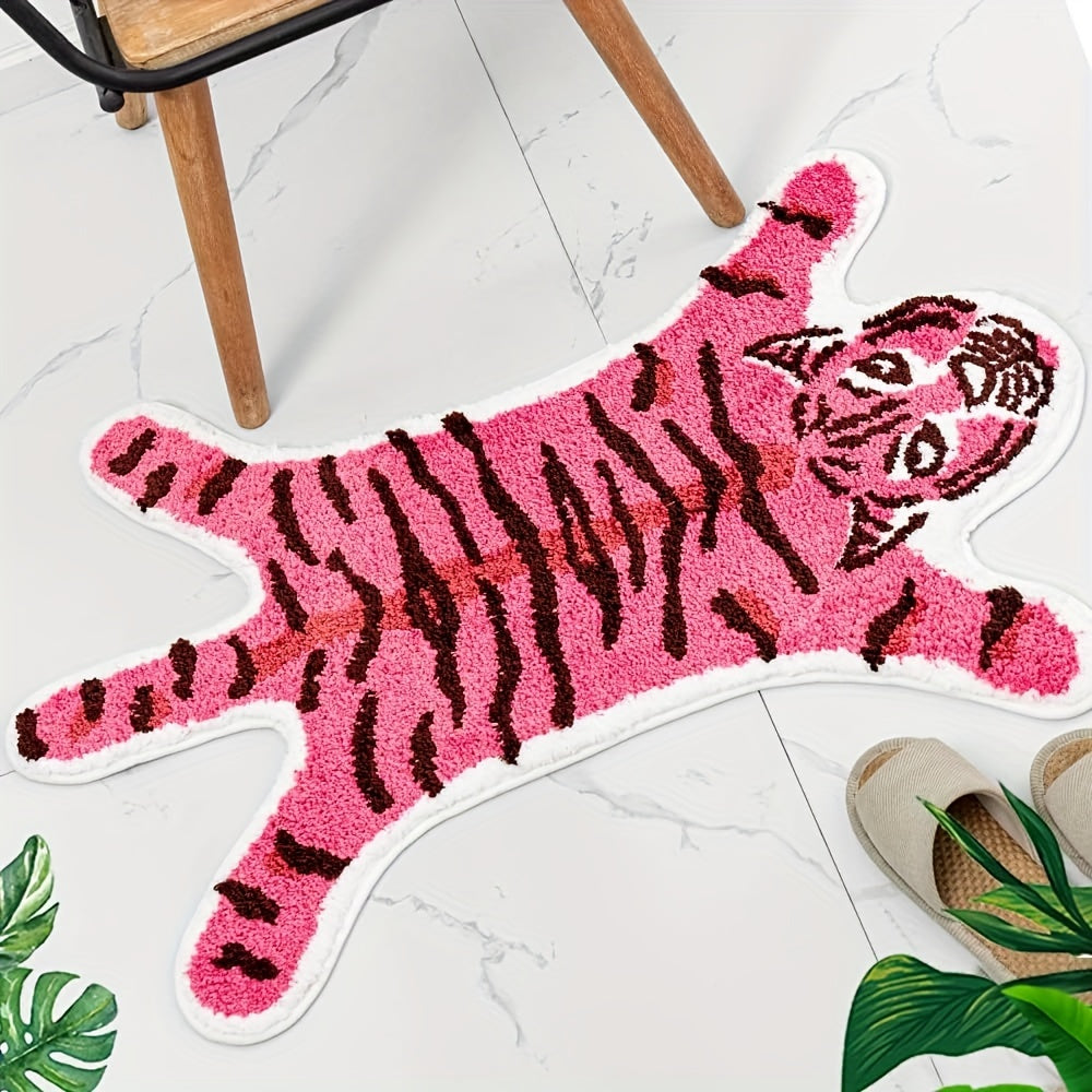 TEMU Funny Tiger Bath Mat For Bathroom, Cute Cartoon Bathroom Rug Non Slip Animal Shaped Absorbent Preppy Small Bathtub Rug Bathroom Decor Aesthetic