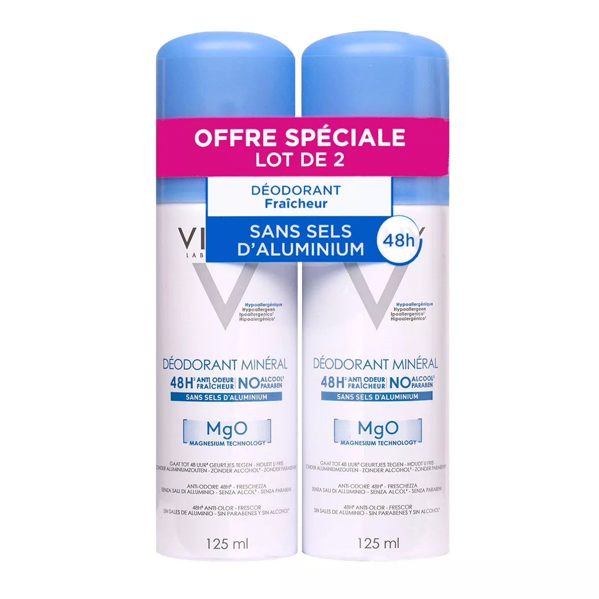 Vichy Deodorant för känslig hud 48h Mineral 2x125ml