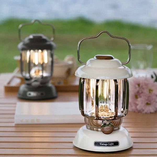 Outdoor Camping Lantern Portable USB Rechargeable Lamp Retro LED Light For Emergency Fishing Hiking Tent Nightlight WaterproofCL240722