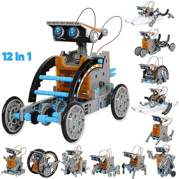 in 12 1 Science Experiment Solar Robot Toy DIY Building Powered Learning Tool Education Robots Technological Gadgets Kit for Kid 240112 Buil