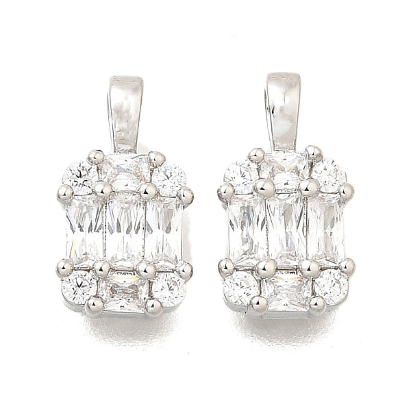 Micro rectángulo de latón allanan charms de circonio cúbico