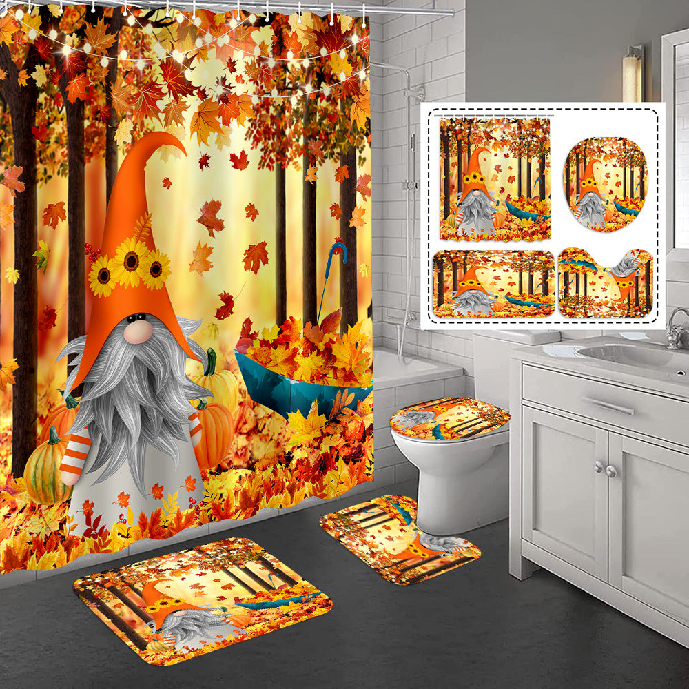 YL-37336 3D HD digital printing polyester waterproof and mildew-proof shower curtain set