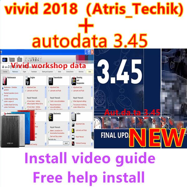 2023 hot sell Autodata 3.45+ vivid workshop 2018 Automotive( Atris-Technik) auto repair software autodata software vivid 2018