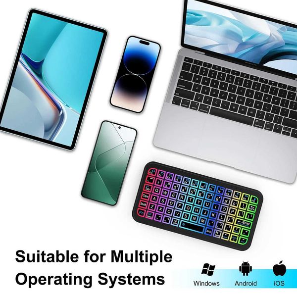 Keyboards New RGB Backlit Bluetooth Rechargeable Keyboard Silicone Mute Multi-Function Button keyboard For Windows Android IOS Tablet z24112