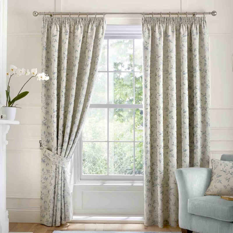 Curtina Bird Trail Curtains - Duck Egg - 90x72