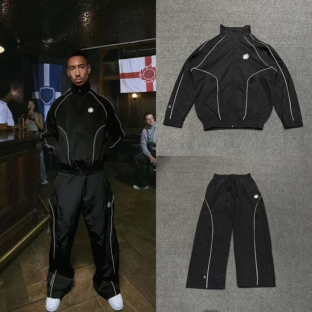 Designer Men&#039;s Tracksuit Embroidery Reflective Lines Windbreaker Pants Vintage Hip Hop Woven Jacket Joggers Set for Men Women