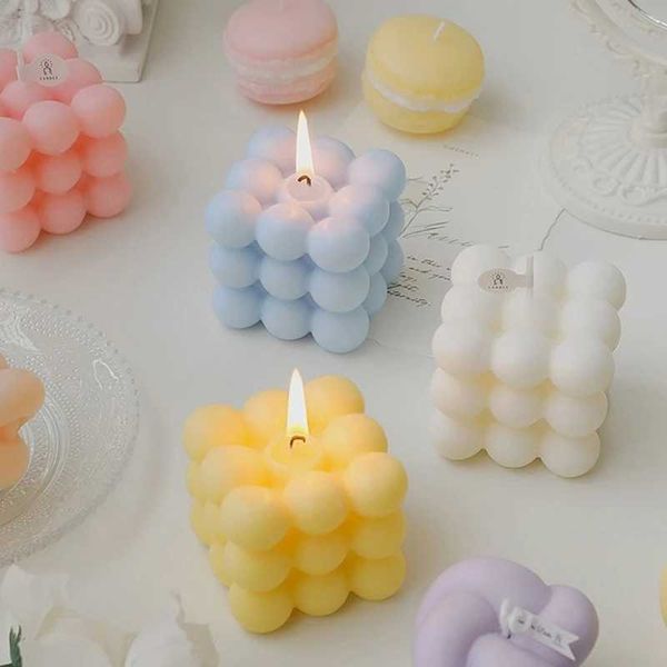 8 Colors Cube Shaped Scented Candle Big Cube Bubble Candles Safety Soy Wax Candle with Elegant Fragrant 6*6*5.5cmXJ241207