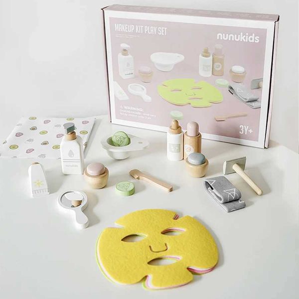 Girls Pretend Play Kid Make Up Beautiful Makeup Set Hairdressing Simulation Wooden Toy For Girls Children Dressing Cosmetic Z241128