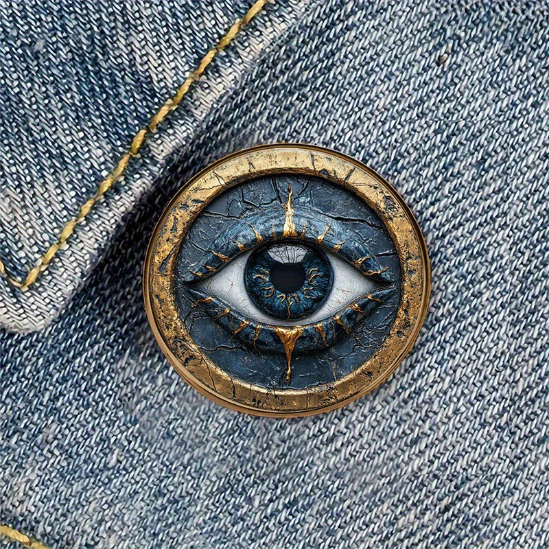 TEMU 1pc Eye Brooch Pin - Gothic Jewelry With & Golden Accents, Alloy Resin Badge For Backpacks, Hats, Clothes, Shoes - Men's & Women's Accessory