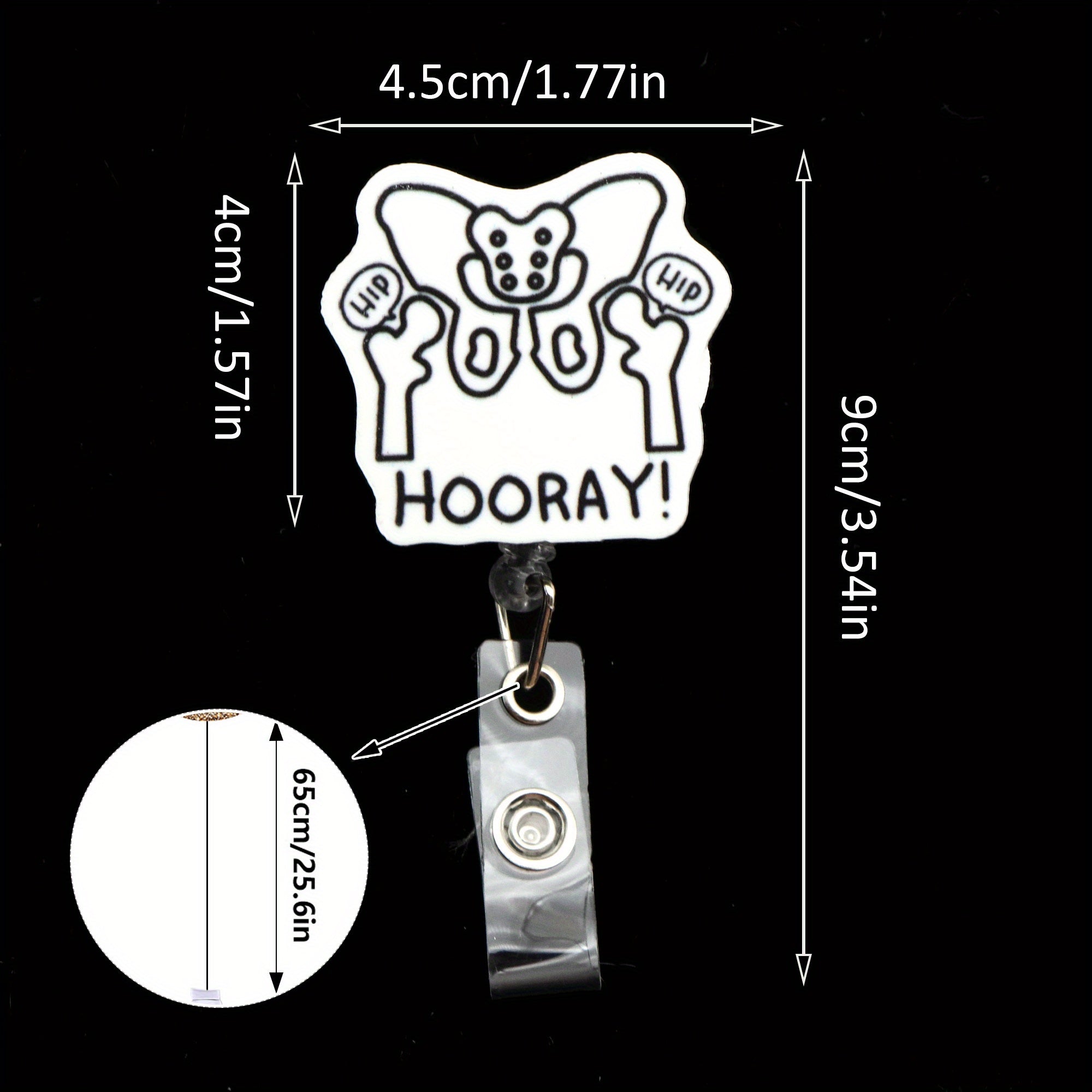 TEMU 1pc Retractable Nurse Badge Holder Reel With "!" & Peace - Durable Acrylic Id Card Holder For Healthcare Professionals, Secure Metal Clip &