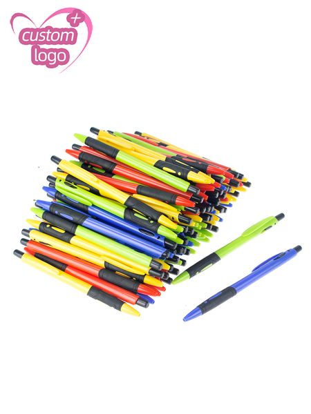 Ballpoint Pens Lot 100pcs Retractable Plastic Ball Pens Personalized Ballpoint Pen Add Gift Pen Custom Promotional Giveaway Freebie 230827