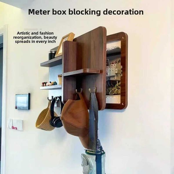 Storage Holders Racks Electric Meter Box Decorative Painting Free Punching Hanging Decorations for Concealment Clothing Hook and Storage She