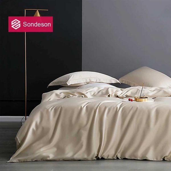 Sondeson Champagne Gold 100% Silk Bedding Set Healthy Skin Beauty Queen King Duvet Cover Set Flat Sheet case Bed Linen SetC250205