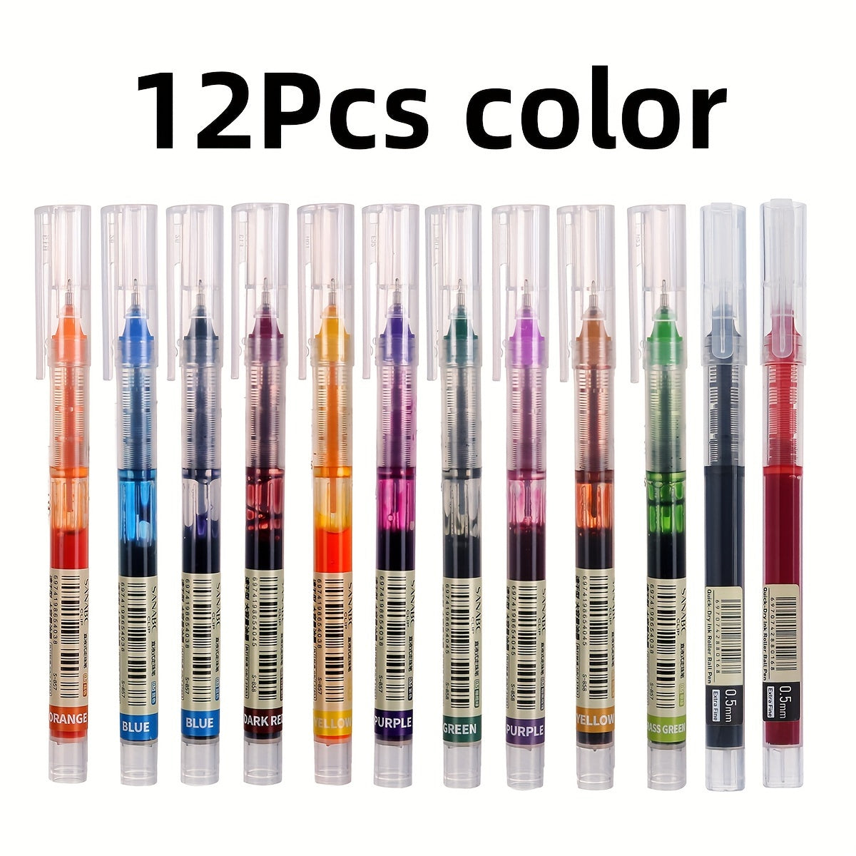 TEMU 12pcs Quick- Pens, Large Capacity Gel Pens With Medium Point, - Ideal For School, Home , Drawing, Journaling, Marking