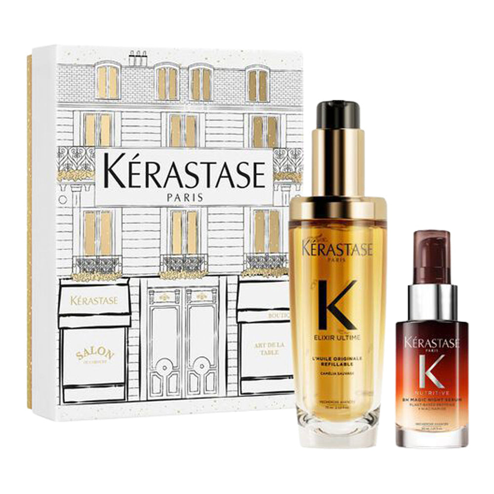 Luxury Duo Holiday Gift Set - Elixir Ultime Hair Oil & Nutritive 8H Magic Night Serum