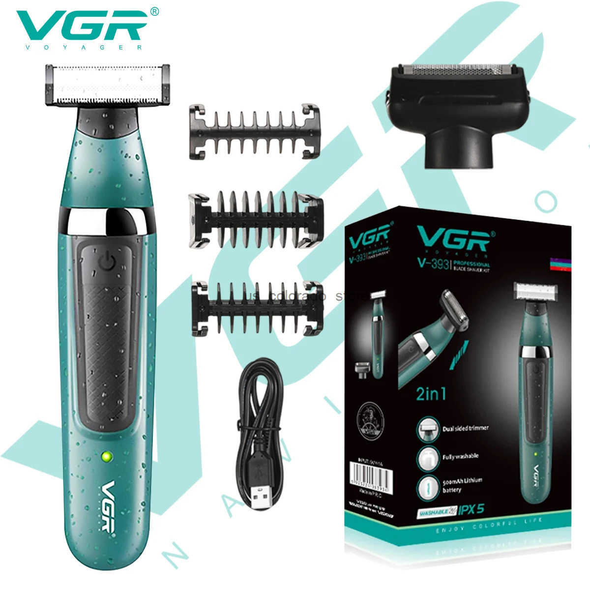 VGR Electric Shaver Hair Trimmer Professional 2 in 1 Shaver Razor Waterproof Beard Trimmer Household Hair Shaving for Men V-393 Z250802