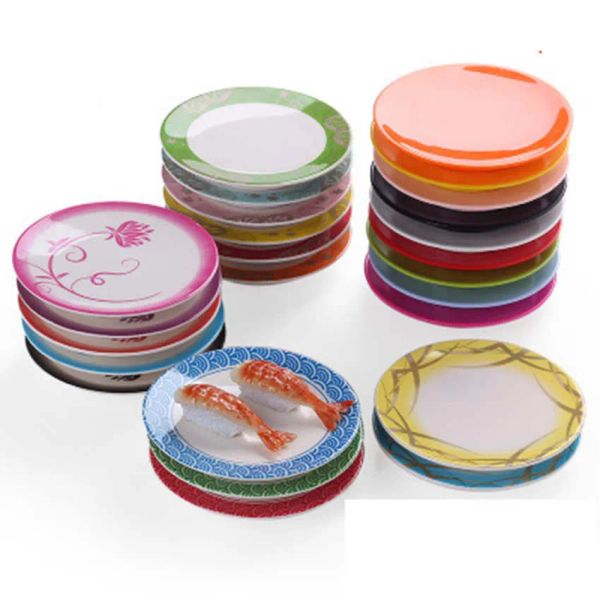Food Sushi Melamine Dish Rotary Sushi Plate Round Colorful Conveyor Belt Sushi Serving Plates ZZ