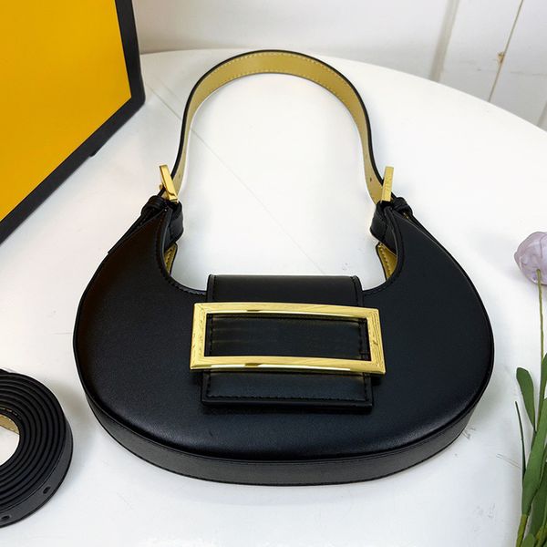 Women Designer Mini Cookie Underarm Hobo Shoulder Bag Calfskin Leather Half Moon Clutch Pouch Lady Adjustable Crossbody Strap Evening Bags