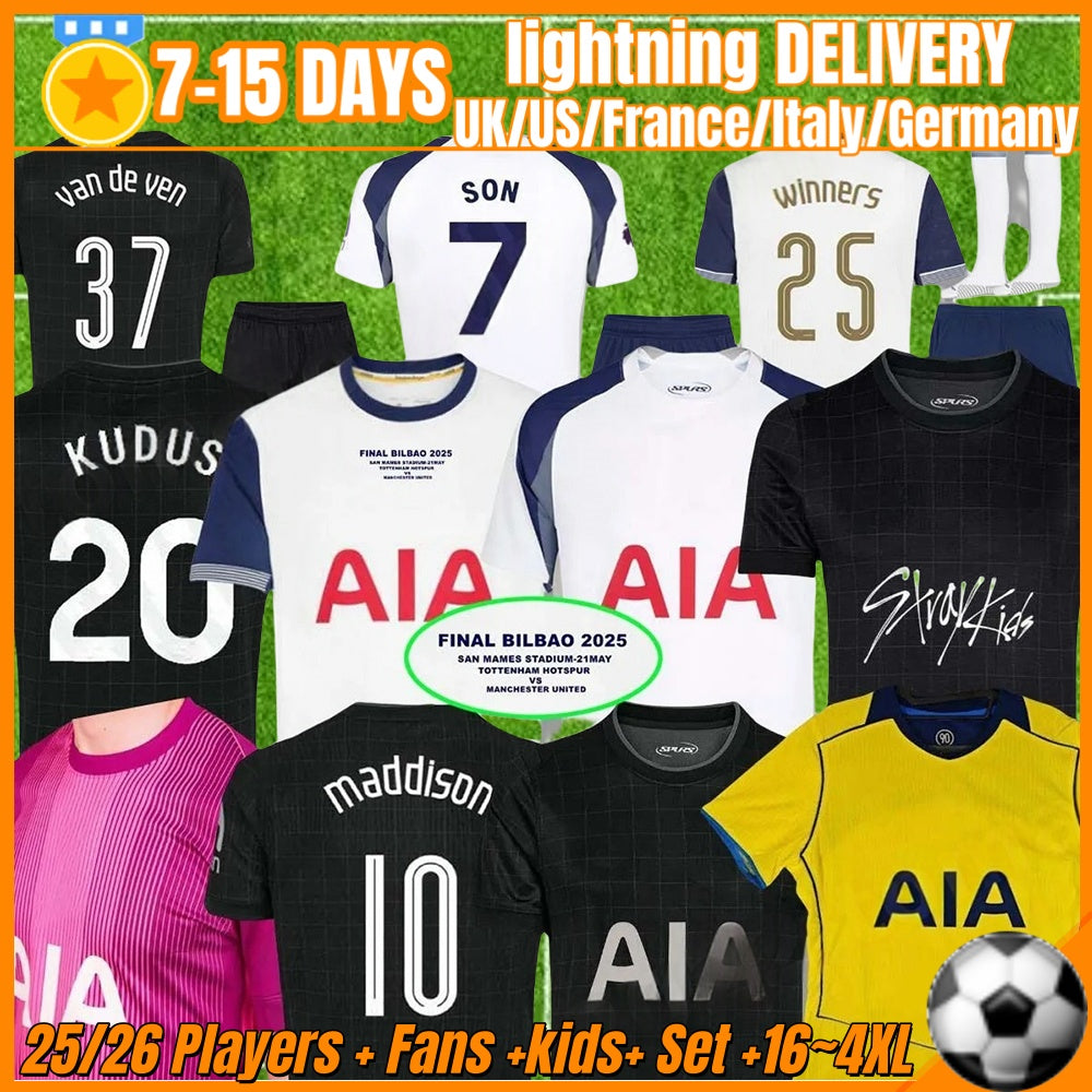 24 25 26 Season TEL SOLANKE SON KUDUS MADDISON KULUSEVSKI RICHARLISON ROMERO VAN DE VEN BISSOUMA Soccer Jerseys 2025 mens kit kids equipments