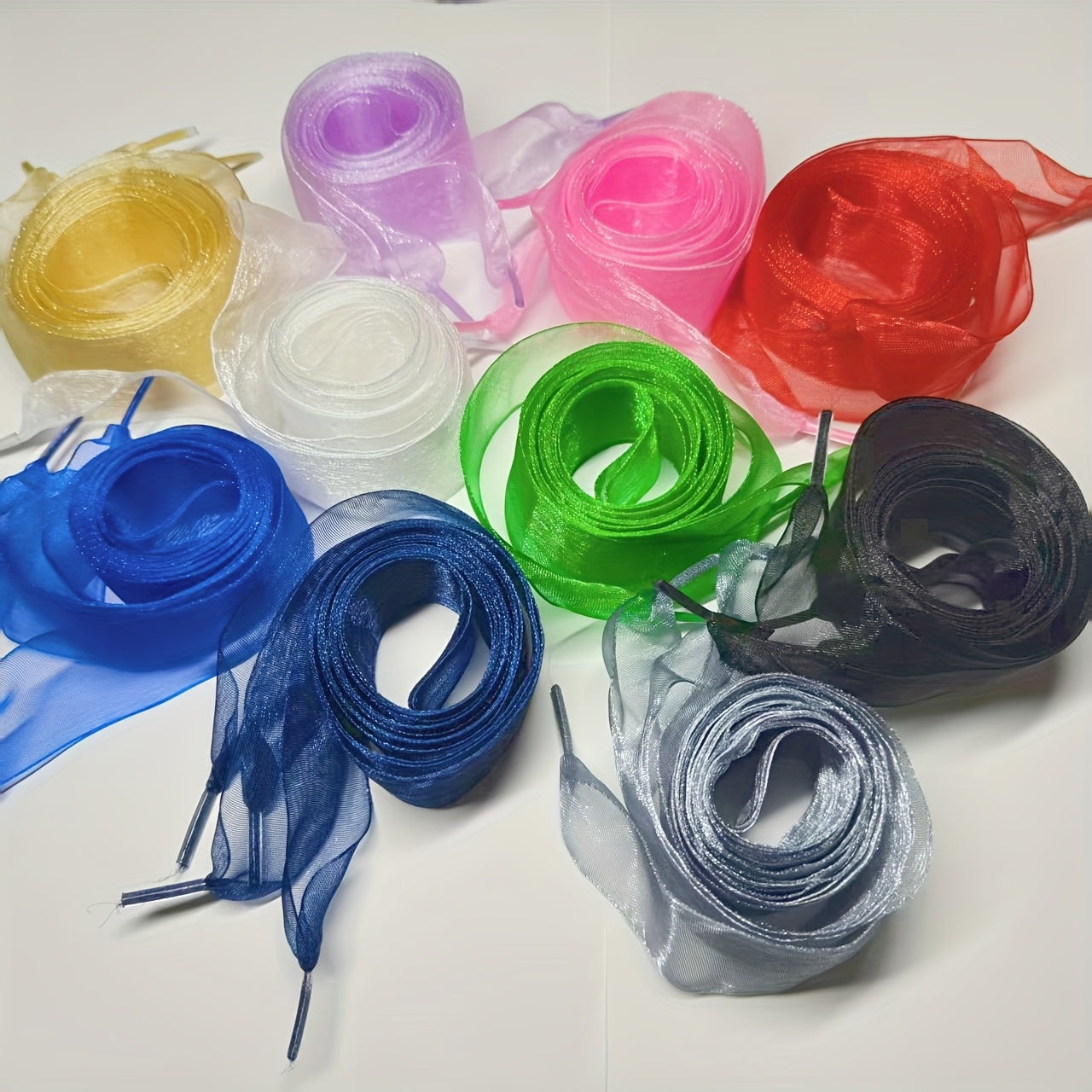 TEMU 10 Pairs Satin Ribbon Shoe Laces, Sneakers Sport Shoes Lace, Bow Fashion Women's Shoelaces, Shoe Laces For Sneakers, Footwear Upgrade, Satin