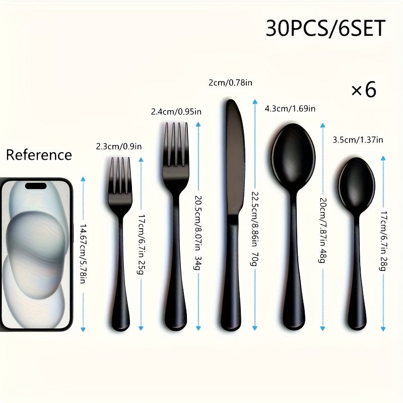 TEMU 30pcs Of Silverware Set Service 6pcs, Quality Stainless Steel Tableware Set, Mirror Polished Tableware Set, Durable Home Kitchen Tableware Set