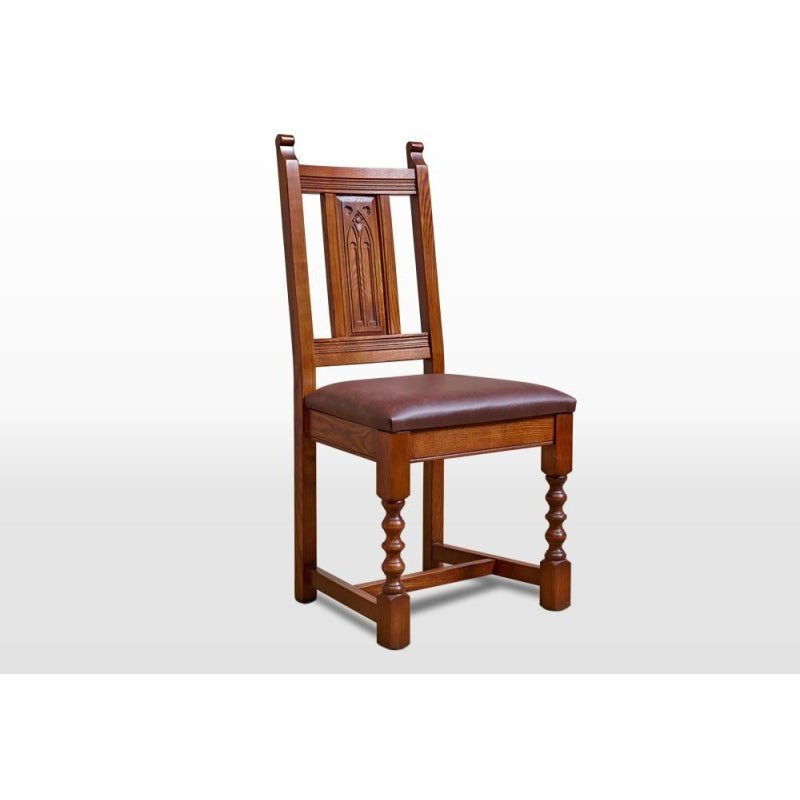 Wood Bros Old Charm Leather Dining Chair OC2286 - Traditional Finish - Grade S
