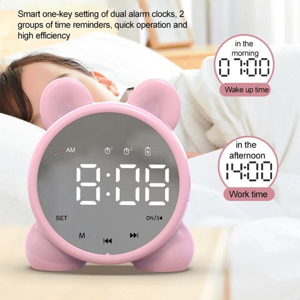 Cute student desk clock Bluetooth smart speaker alarm clock LED digital clock wake-up temperature clock gift 240925
