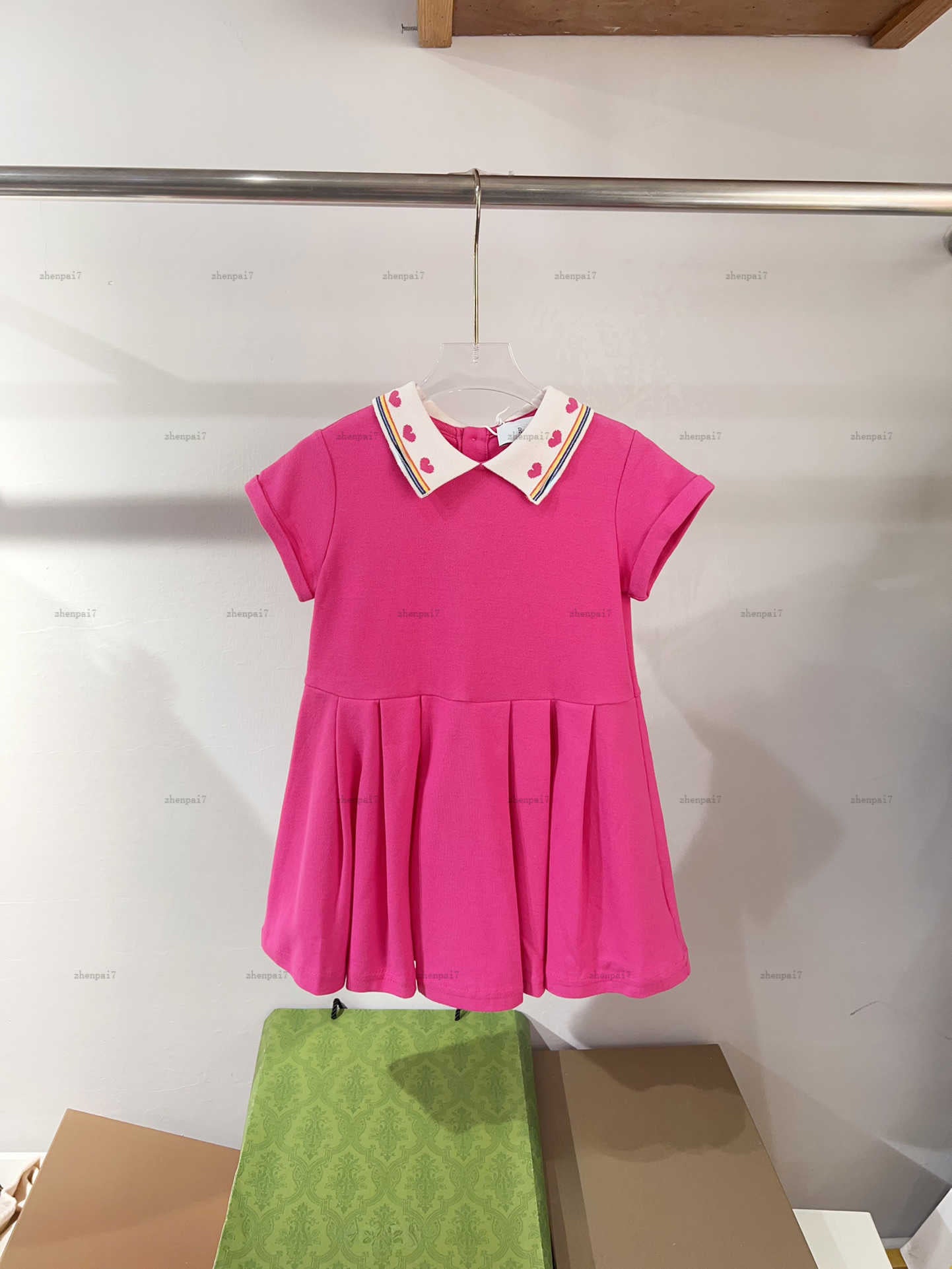Top girls polo dress Red heart striped collar design dresses summer kids designer clothes High quality Various styles Girls skirts