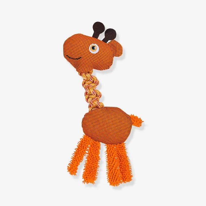 Rope Squeaky Dog Interactive Toy - Animal Series, Giraffes
